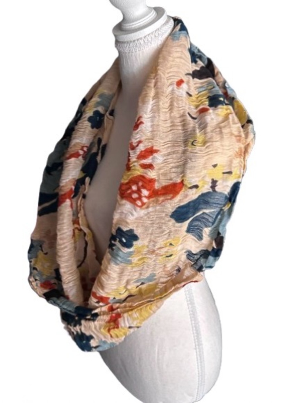 Infinity Circle Scarf SPARTINA 449 Linen Blend Floral Wrap Designer Flowers Boho